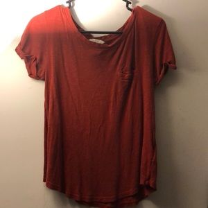 Orange Short Sleeve Shirt with pocket in the front